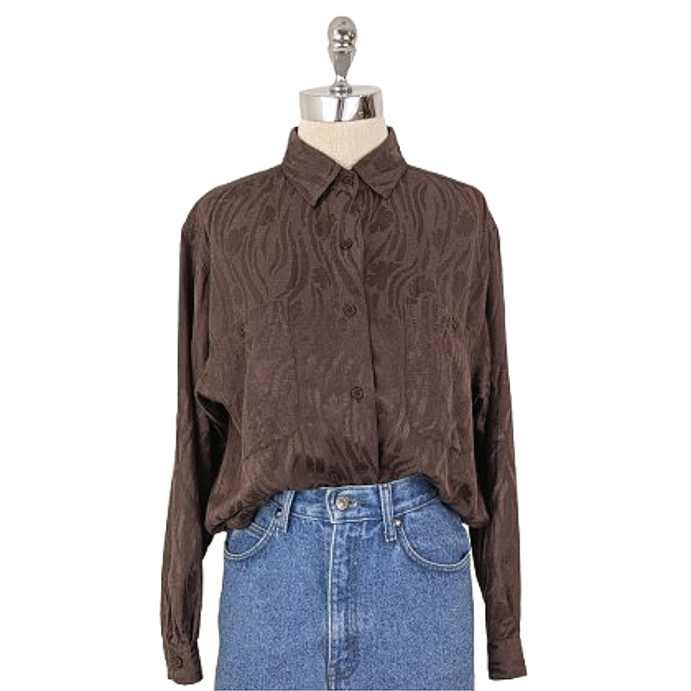 vintage 90's silk jacquard shirt